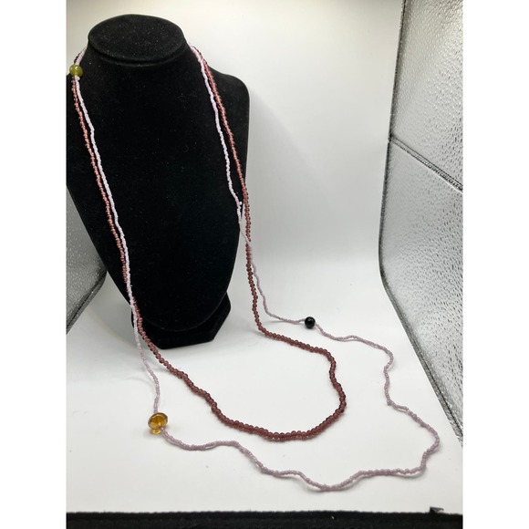 Vintage Purple & Pink Mini Beaded Necklace! - Picture 2 of 7